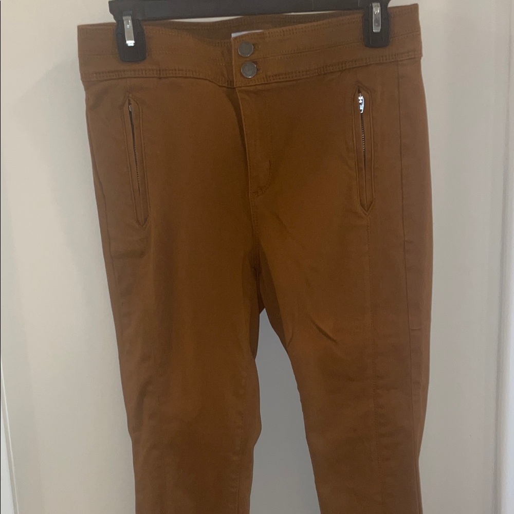 LOFT Brown Skinny Pants with Zippered Pockets